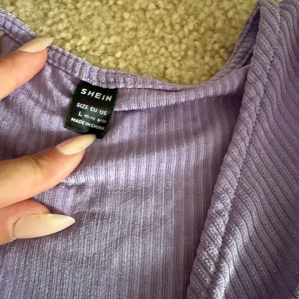 Lavender Ribbed Women's Top - Picture 3 of 3